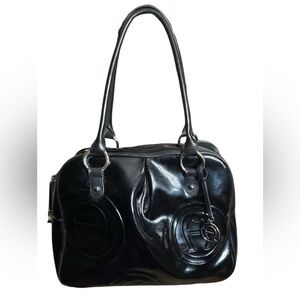 Etienne Aigner patent leather shoulder bag with silver hardware